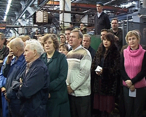 Митинг в поддержку политики президента на заводе «Лепсе»