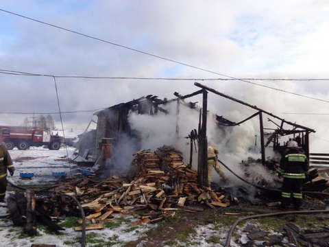 В Котельниче сгорели хозпостройки.