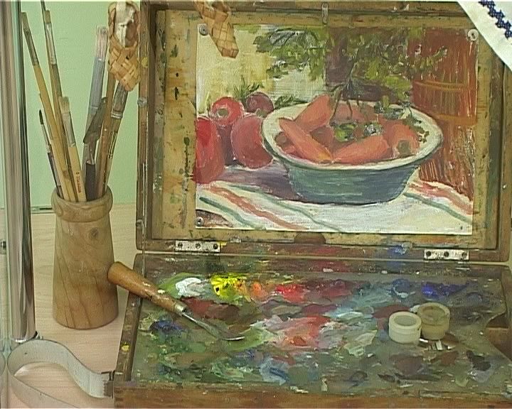 Сельский пейзаж в этюдах на выставке в библиотеке номер 3 