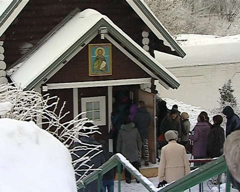 Обряд водосвятия в Трифоновом монастыре