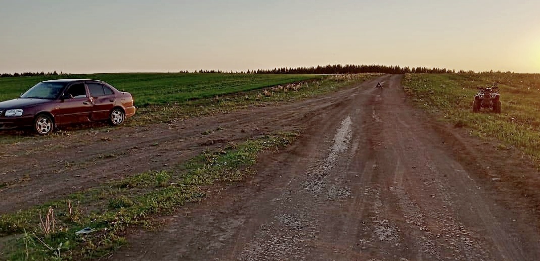 В Вятскополянском районе ребенок на квадроцикле врезался в иномарку.