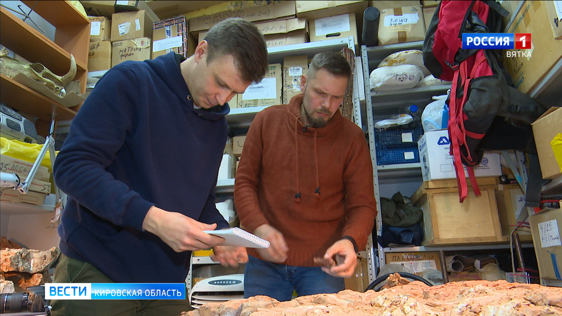 Ученый из Санкт-Петербурга исследует кости вятских парейазавров