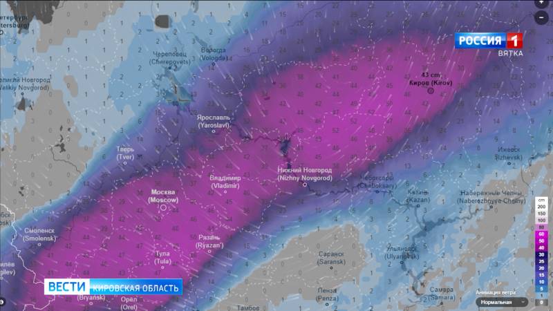 Кировская область попала в зону аномальных снегопадов