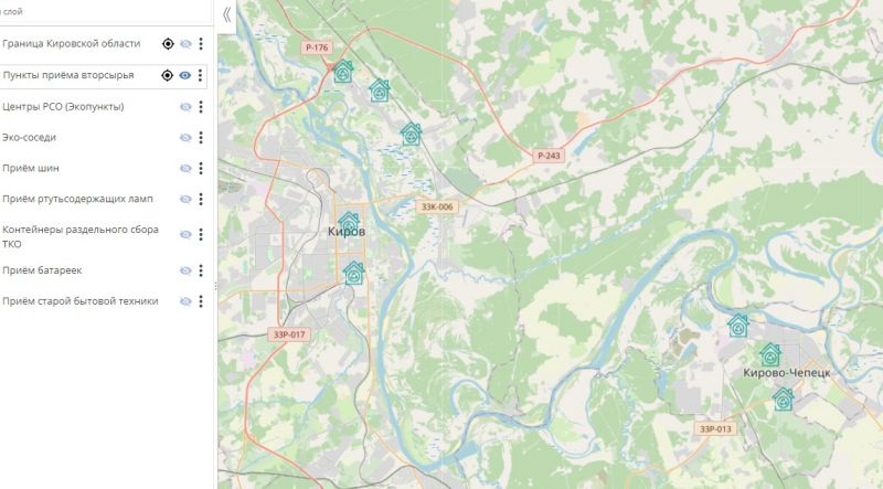 В геоинформационной системе «Экология» появился новый слой «Раздельный сбор отходов»