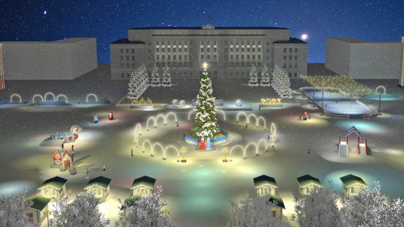 К Новому году Театральную площадь украсят в стиле народного творчества