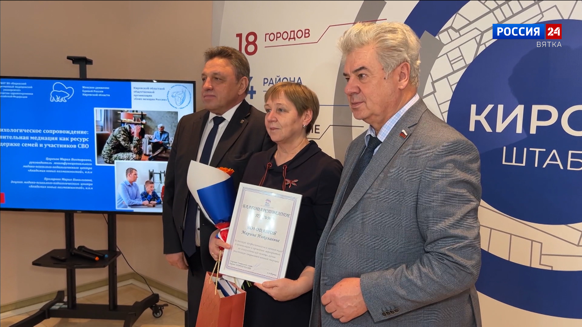 В Кирове Вячеслав Тимченко и Виктор Бондарев наградили волонтеров-психологов