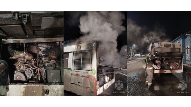 В Кирове во время движения загорелся автобус