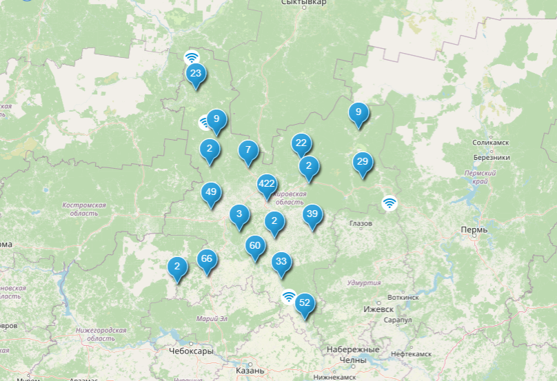 В Кировской области создана карта бесплатных Wi-Fi-точек