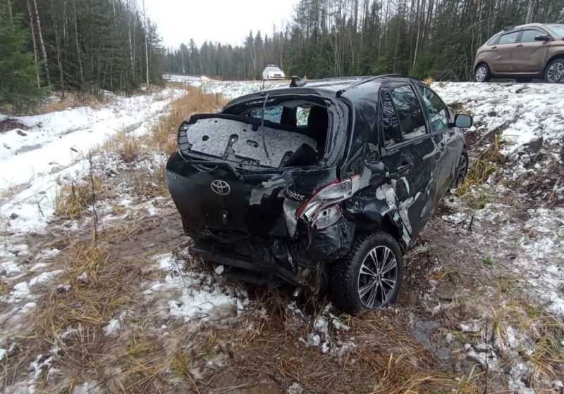 В Белохолуницком районе в результате ДТП иномарка вылетела с дороги