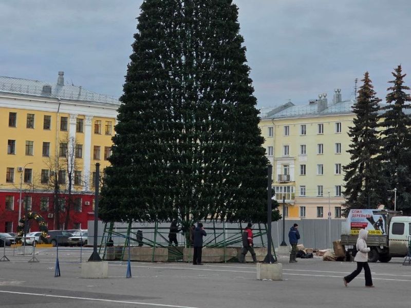 Новогодняя ель на Театральной площади готова облачиться в праздничный наряд